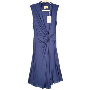 NWT ELIE TAHARI Blue Faux Wrap Sleeveless Office Career Stretch Dress SIZE SMALL